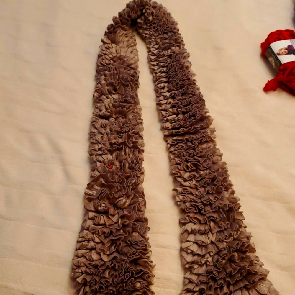 FUN, ADORABLE, HAND KNITTED SCARF, mushroom colored, cute to toss on!!